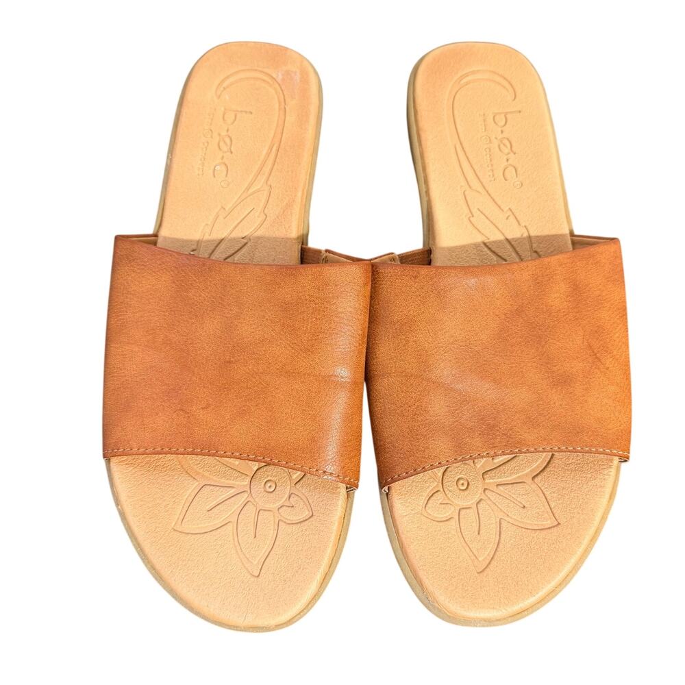 BOC Born Concept Slide Sandals Womens 8 M Casual Open Toe Faux Leather Brown